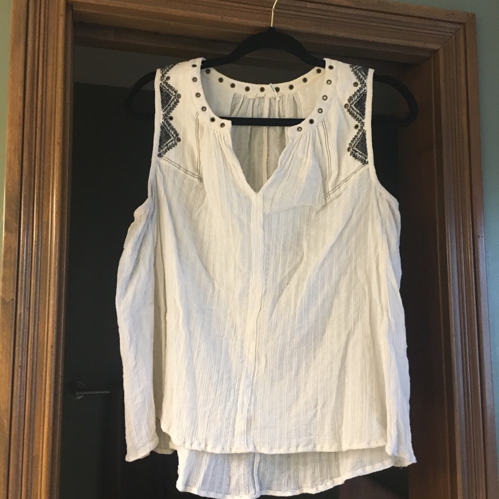 Anthropologie white cotton sleeveless top